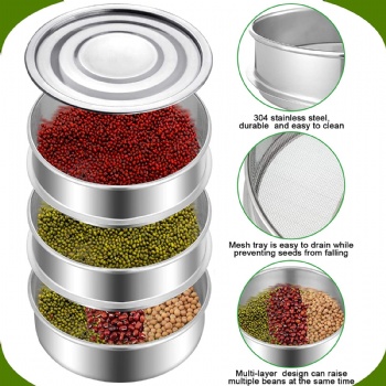 8 Inch Stackable Sprouter Kit Stainless Steel Seed Sprouting Tray